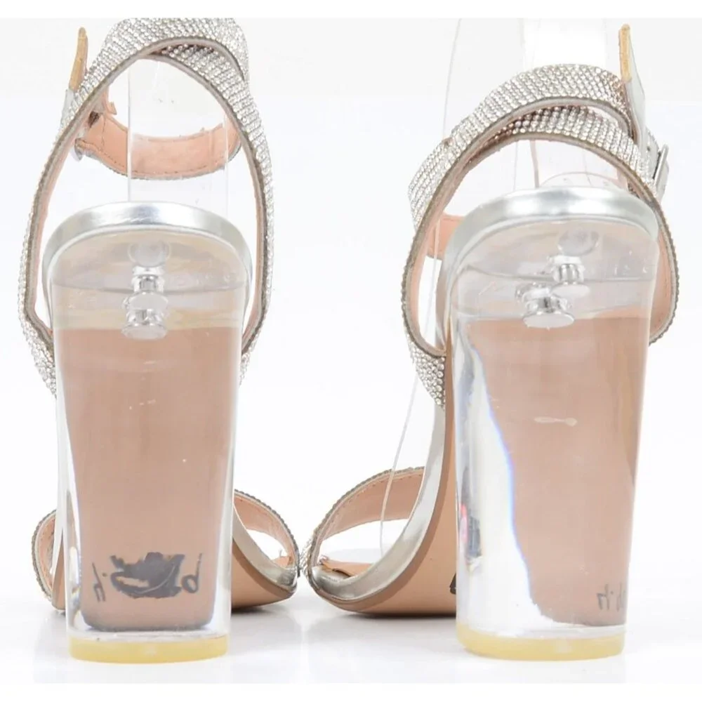 Steve Madden Yuma Rhinestone‎ Crystal Ankle Strap Sandals 7.5M Wedding Formal